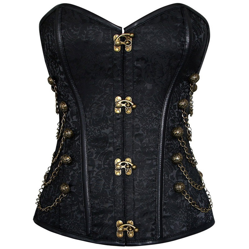 New Corset European and American Court Foreign Trade Original Single Source Explosions High-end Gothic Lock Chain Shaper