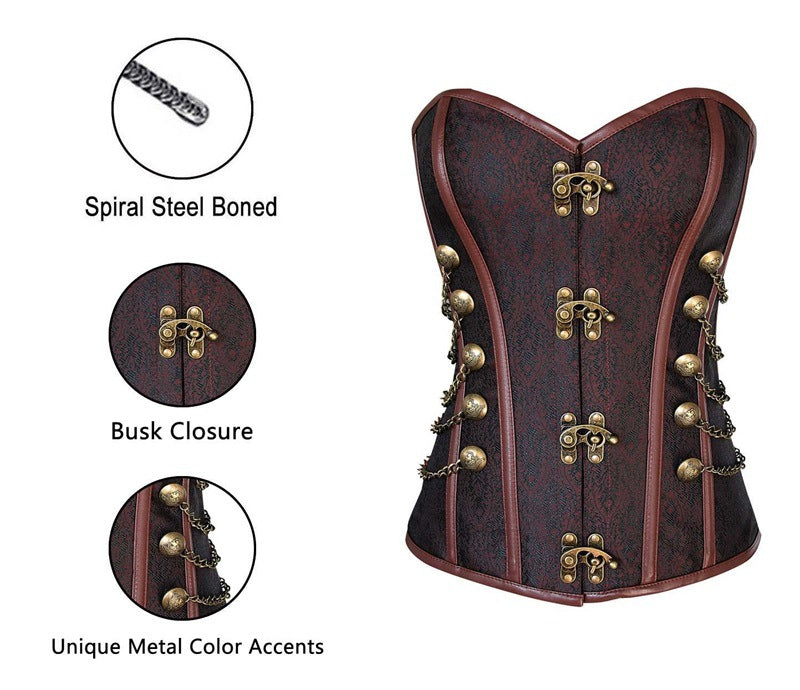 New Corset European and American Court Foreign Trade Original Single Source Explosions High-end Gothic Lock Chain Shaper