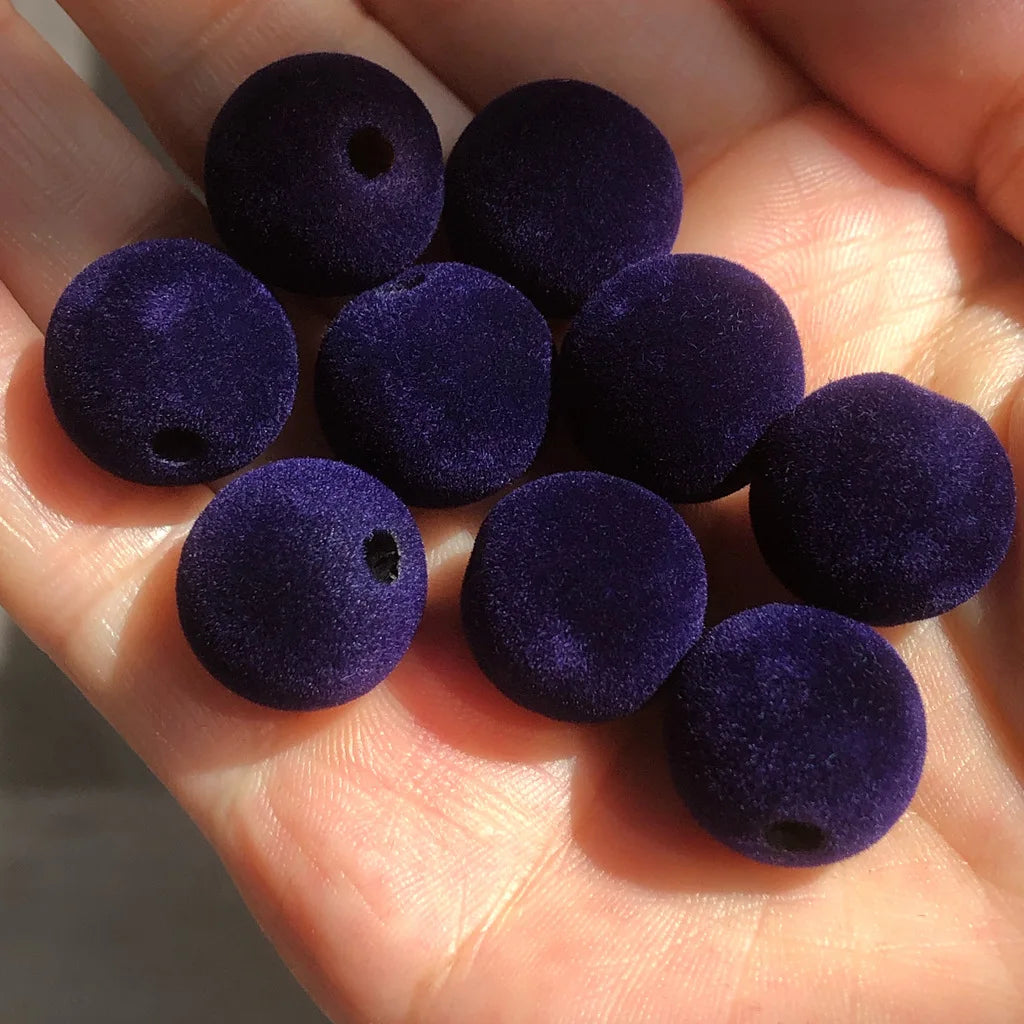 2026 Wholesale Multi Colors Velvet Beads 500pcs Per Pack 10mm 12mm DIY Acrylic Burgundy Velvet Beads for Bag Making