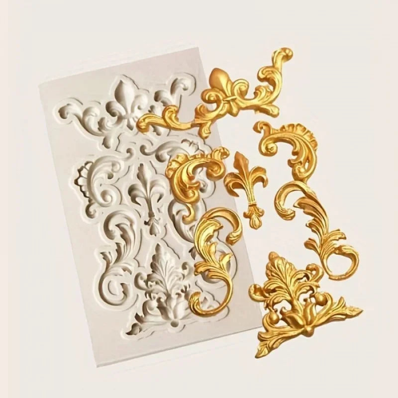 1pcretro Floral Design Random Silicone Mold，Resin Casting Mold，Suitable for polymer clay，DIYCrafts，Soap Making，Candle Creation，-