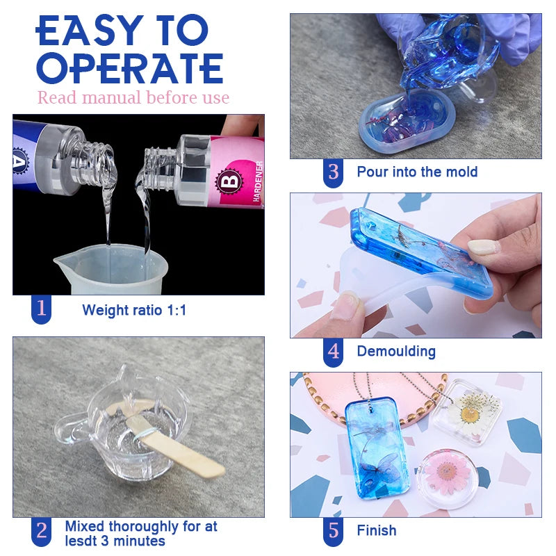 1:1 Crystal Clear Epoxy Resin Kit High Gloss & Bubbles Free Art Resin Supplies for Coating and Casting Craft DIY Jewelry Making